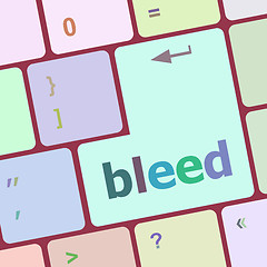 Image showing bleed word on keyboard key, notebook computer button vector illustration