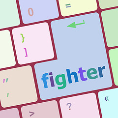 Image showing fighter button on computer pc keyboard key vector illustration