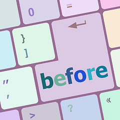 Image showing before button on computer keyboard key vector illustration