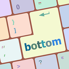 Image showing bottom word on computer pc keyboard key vector illustration