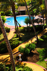 Image showing Garden landscaping at tropical resort