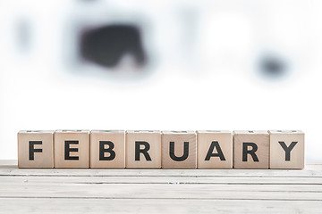 Image showing February sign on wooden blocks