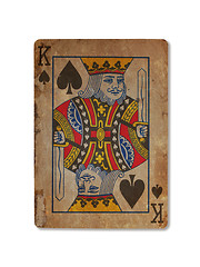 Image showing Very old playing card, King of spades