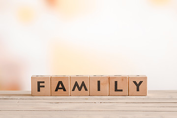 Image showing Family sign on a living room table