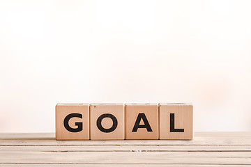 Image showing Goal sign on a wooden desk