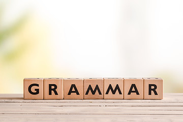 Image showing Grammar sign on a school desk