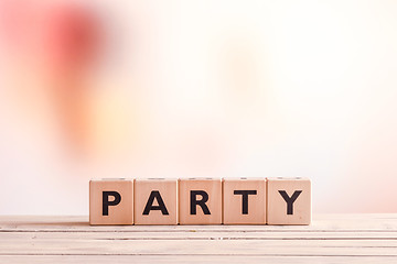 Image showing Party sign on an indoor table