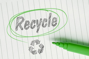 Image showing Recycle paper note with a sketch