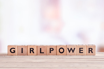 Image showing Girlpower sign on a table