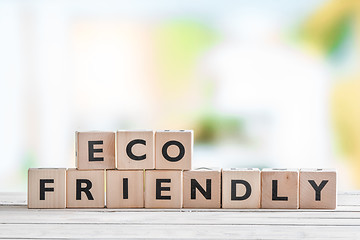 Image showing Eco friendly sign on a table