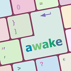 Image showing awake word on keyboard key, notebook computer vector illustration