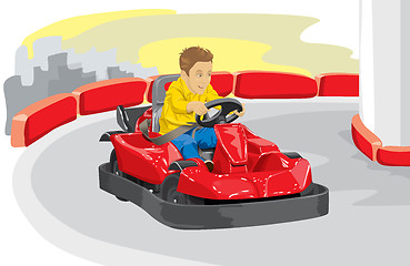 Image showing Boy driving go kart