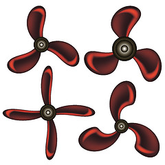 Image showing Set of Red Propeller Icons