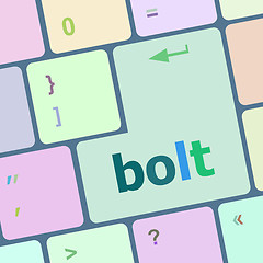 Image showing bolt word on keyboard key, notebook computer button vector illustration