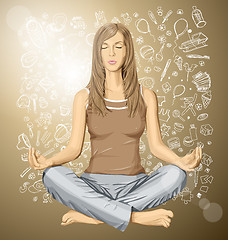 Image showing Vector woman meditating in lotus pose