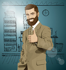 Image showing Vector Business Man With Beard Shows Well Done