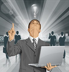 Image showing Vector Business Man Shows Something With Finger