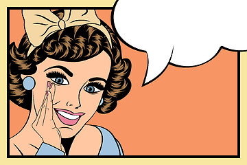 Image showing Pop Art illustration of girl with the speech bubble.Pop Art girl