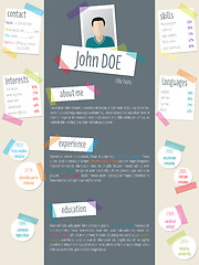 Image showing Modern resume cv template with tapes and post its