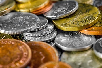 Image showing Collection of various international coins closeup