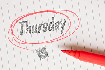 Image showing Thursday hand drawn word