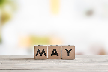 Image showing May word on wooden sign