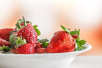 Image showing Strawberries on a white plate