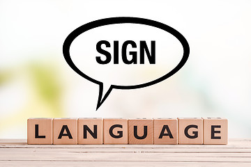 Image showing Braille language lesson sign on a table