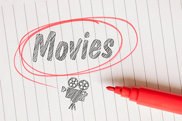 Image showing Movies note with a red circle