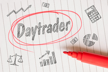 Image showing Daytrader sketch note with a red marker