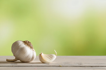 Image showing Garlic on a kitchen table
