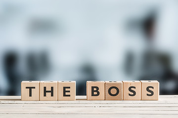 Image showing The boss sign on a desk