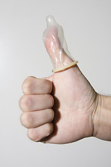 Image showing hand holding condom