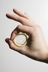 Image showing hand holding condom