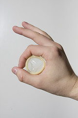 Image showing hand holding condom