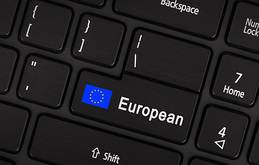 Image showing Enter button with flag EU - Concept of language