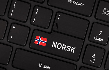 Image showing Enter button with flag Norway - Concept of language