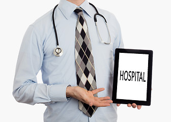 Image showing Doctor holding tablet - Hospital