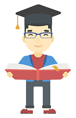 Image showing Man in graduation cap holding book.