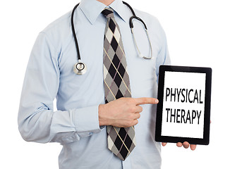 Image showing Doctor holding tablet - Physical therapy