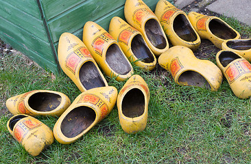 Image showing Pile of Dutch clog/Wooden Shoes