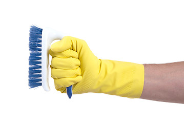 Image showing Cleaning brush in hand