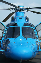 Image showing Front view of blue helicopter