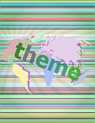 Image showing theme word, backgrounds touch screen with transparent buttons. concept of a modern internet vector illustration