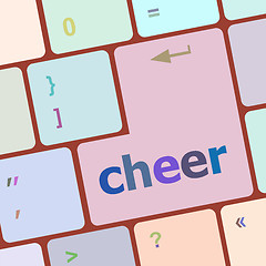 Image showing cheer word on keyboard key, notebook computer button vector illustration