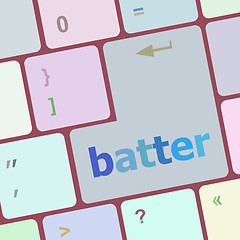 Image showing batter word on keyboard key, notebook computer button vector illustration