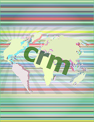 Image showing crm word, backgrounds touch screen with transparent buttons. concept of a modern internet vector illustration