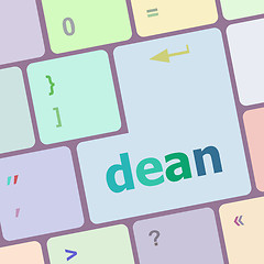 Image showing dean word on computer pc keyboard key vector illustration