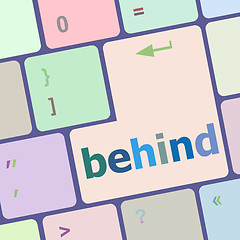 Image showing behind word on keyboard key, notebook computer button vector illustration