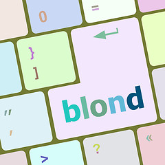 Image showing blond word on keyboard key, notebook computer button vector illustration
